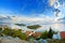 Panorama of coast, islands and old town, Croatia Dalmatia