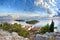 Panorama of coast, islands and old town, Croatia Dalmatia