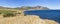 Panorama of the coastal valley and bay on the Black Sea coast of Crimea