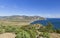 Panorama of the coastal valley and bay on the Black Sea coast of Crimea