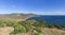 Panorama of the coastal valley and bay on the Black Sea coast of Crimea