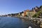 Panorama with Coastline Architecture of Santa Margherita Ligure Resort in Liguria region Italy.