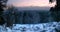 Panorama of cold and frosty snowscape