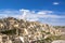 Panorama of the Colle della Civita of Matera with the blue sky