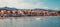 Panorama of Collioure harbour, Languedoc-Roussillon, France, South Europe. Ancient town with old castle on Vermillion coast of