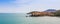 Panorama of Collioure harbour, Languedoc-Roussillon, France, South Europe. Ancient town with old castle on Vermillion coast of