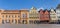 Panorama of colorful buildings at the market square of Schwerin