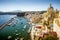 Panorama of colorful Corricella village on Procida island