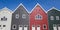 Panorama of colorful facades of traditional dutch houses in Harderwijk