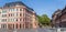 Panorama of colorful old buildings on the market square of Mainz