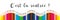 Panorama of colorful pencils on white background with text `c`est la rentree`