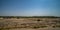 Panorama of Column stumps in a large renovated archaeological site on the Nile, Sudan