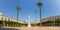 Panorama of the Constitution Square with a monument to the martyrs of freedom Almeria, Andalusia, Spain