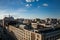 Panorama with construction a new building with a girder crane. Morning view. Moscow. Russia