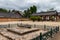 Panorama of Courtyard and traditional building facades of the korean Gyeongju Hyanggyo Confucian School. Gyeongju, South Korea,