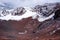 Panorama of crater on Mount Etna, Sicily island in Italy. Landscape of Silvestri craters with volcanic lava stones and