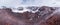 Panorama of crater on Mount Etna, Sicily island in Italy. Landscape of Silvestri craters with volcanic lava stones and