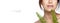 Panorama with cropped beauty portrait of woman with healthy skin with a fresh green leaf