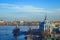 Panorama of the cruiser Aurora in St. Petersburg