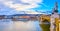 Panorama of Danube River, Margaret Bridge and riverside housing of Buda, Budapest, Hungary