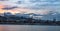 Panorama of the Danube river. View of Budapest. Old buildings of the Hungarian Parliament and medieval temples and buildings