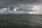 Panorama of dark sky and sea waves