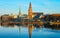 Panorama of Daugava River Old town with Dome Cathedral Riga