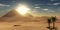 Panorama of the desert of sand at sunset