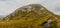 Panorama of Diamond hill in Connemara National Park, county Galway, Ireland, Cloudy day and sky