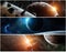 Panorama of distant planet system in space 3D rendering elements