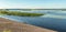 Panorama of the Dnieper River in the flow below the city of Kiev.