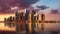 Panorama of Doha City Center Painted in Cloudy Twilight Hues. Generative AI