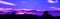 Panorama dramatic sunset in sky beautiful colorful which has sun light blue- purple landscape silhouette tree woodland twilight t