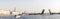 Panorama of the drawn Palace Bridge in St. Petersburg