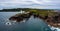 Panorama drone landscape view of Fanad Head Lighthouse and Peninsula on the northern coast of Ireland