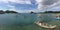 Panorama from dugout catamaran boats