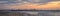 Panorama of the dutch coastline in Hoek van Holland at sunset