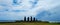 Panorama of Easter Island, with Moais, with beautiful sky