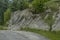 Panorama of ecological path through a green summer forest, Plana mountain