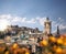 Panorama with Edinburgh Castle seen from Calton Hill, Scotland, UK