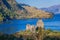 Panorama of Eilean Donan Castle in Highlands of Scotland