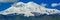 Panorama Elbrus and Green Meadow Hills at a Summer Day. North Caucasus, Russia