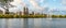 Panorama with Eldorado building and reservoir with fountain in Central Park in midtown Manhattan in New York City upper