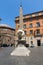 Panorama with Elephant Obelisk and Pantheon in city of Rome, Italy