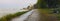 Panorama of the embankment city of Taganrog on a rainy summer evening