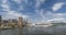 Panorama of the embankment of a modern seaside city with skyscrapers