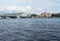 Panorama of the embankment of the river Neva. View of the Admiralty and the Hermitage and Palace bridge in St. Petersburg