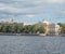 Panorama of the embankment of the river Neva. View of the Admiralty in St. Petersburg