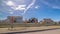 Panorama Empty pedestrian walkway on a housing estate