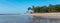 Panorama of an empty tropical beach north of Chaung Thar, Irrawaddy, Myanmar